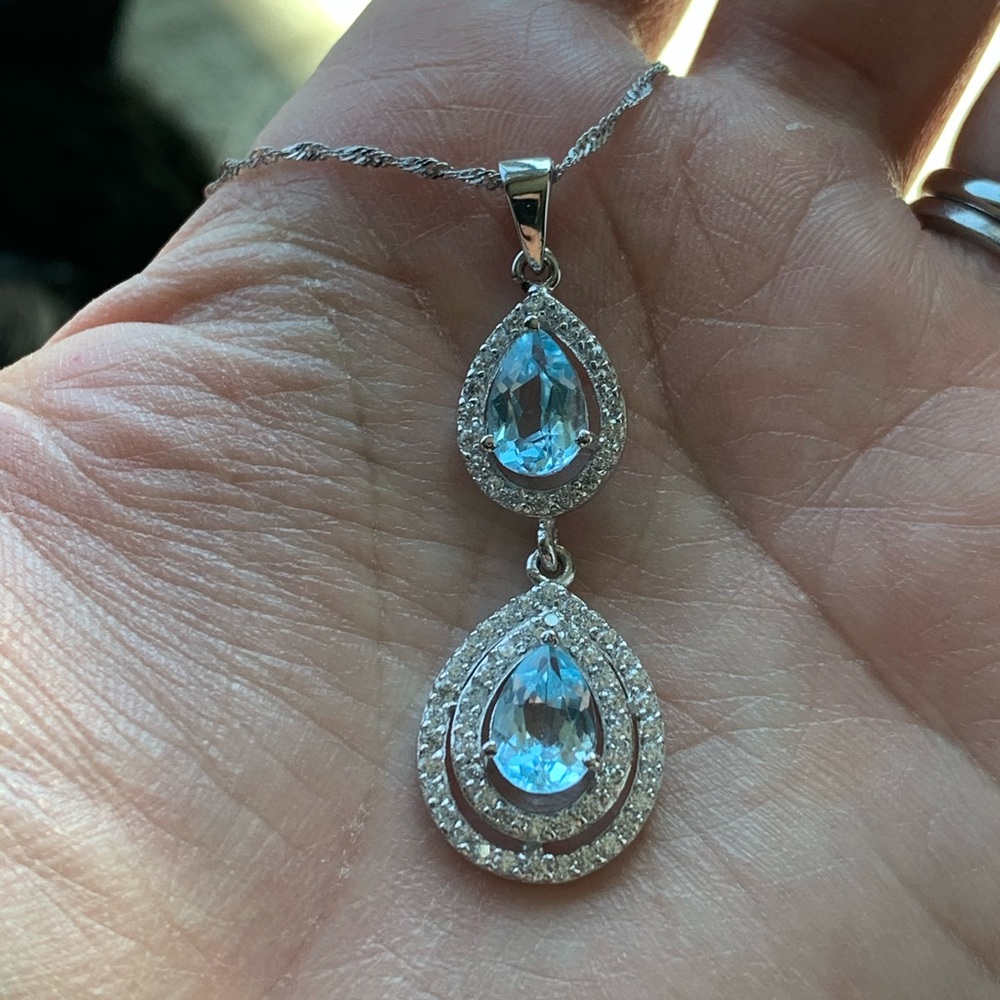 Natural Blue Topaz Necklace
